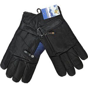 Winter Ski Gloves, Men, Women w/ Zipper Pocket & Adjustable Strap, Waterproof
